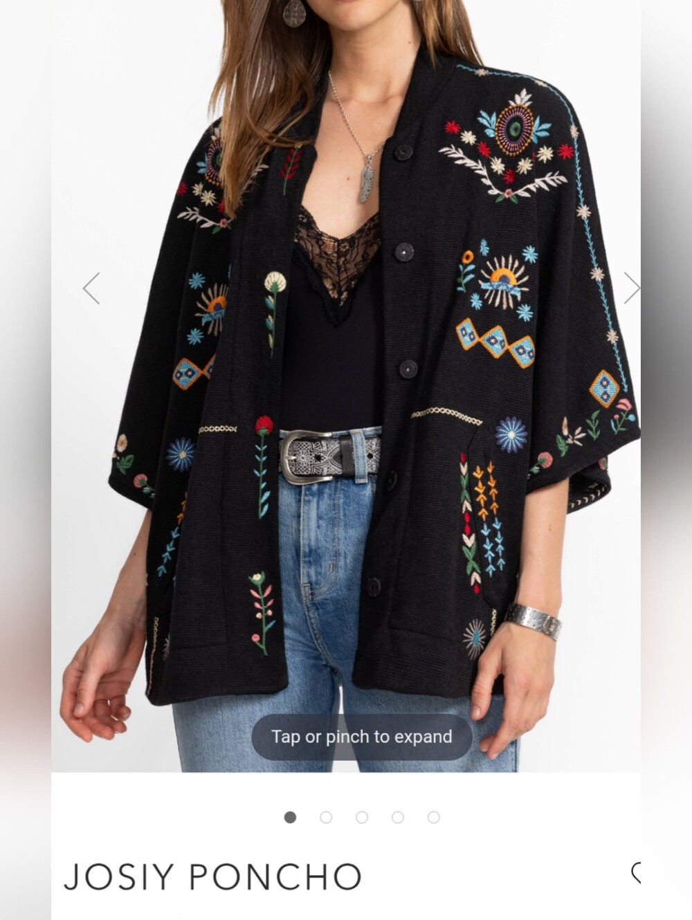 New W Tag Oversized S Johnny Was Joisy Embroidered Poncho Black